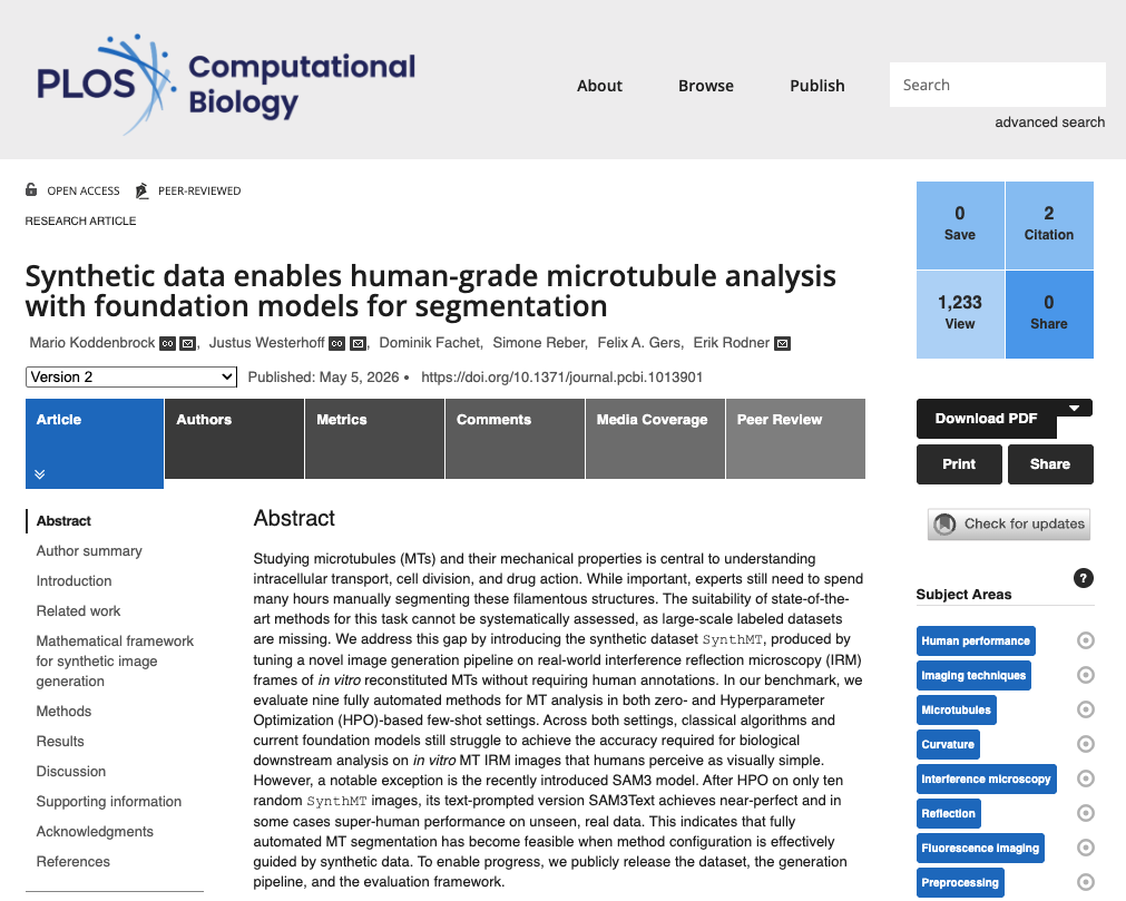 The article page in PLOS Computational Biology